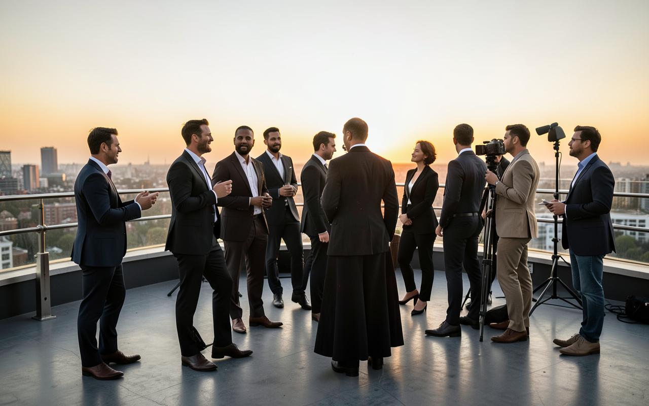 Behind the scenes at a rooftop production